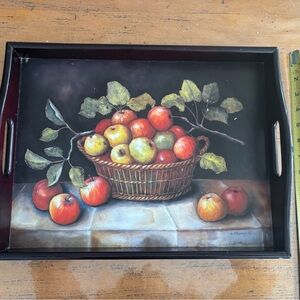 Wood tray with - A. Churchill Apple image